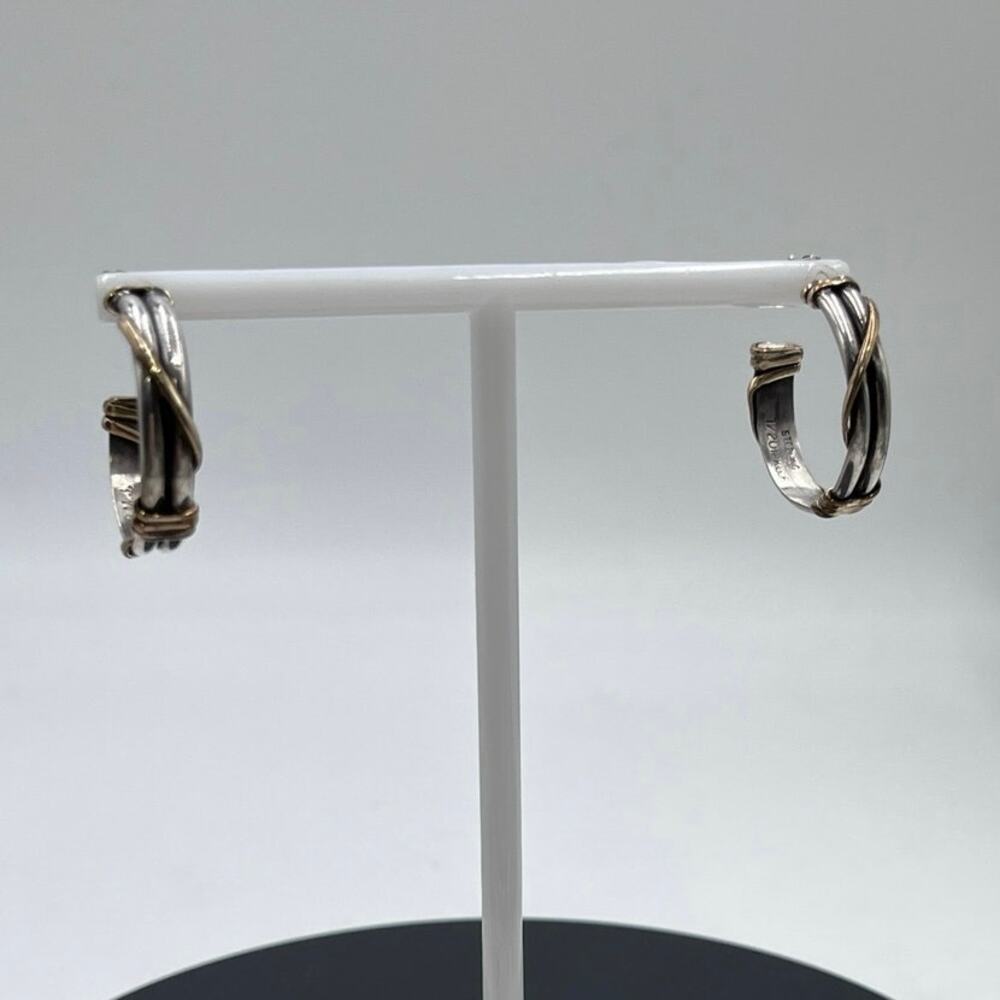 RMJ Signed‎ Designer Sterling Silver 1/20 12k Gold filled Wrapped Hoop Earrings
